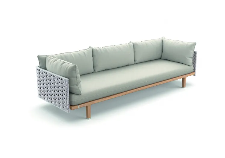 Gartenbank 3-Sitzer Loungesofa DEDON SEALINE 3er-Sofa Rattan ohne Auflagen